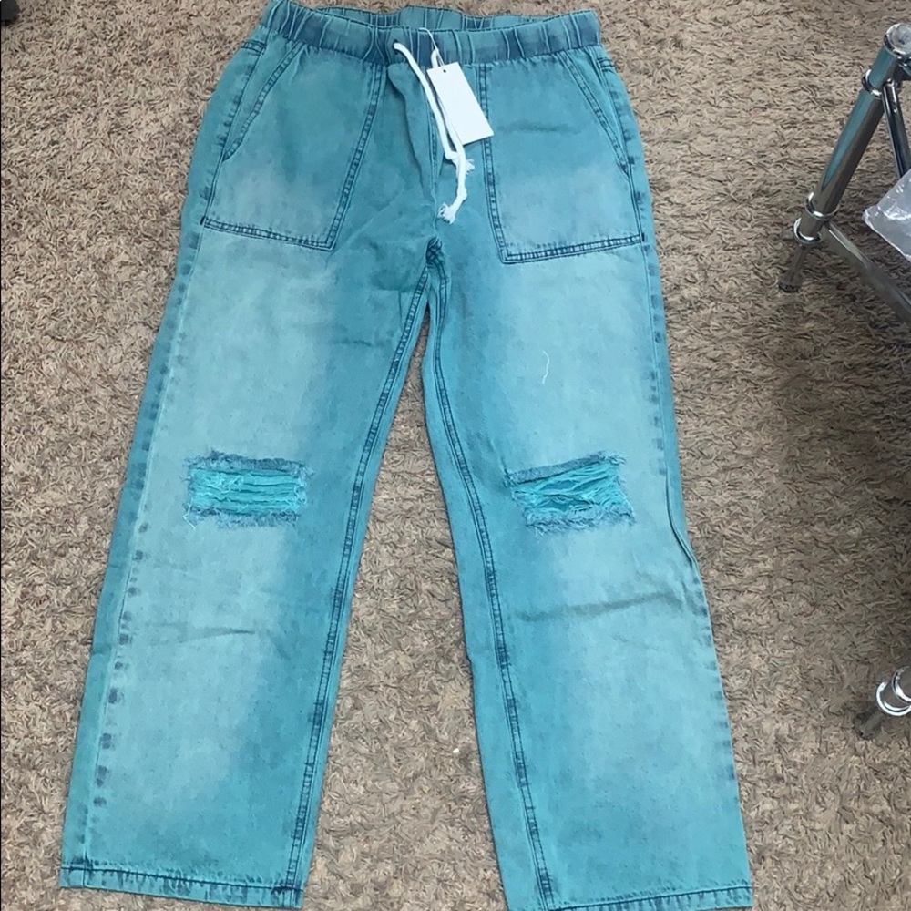 Teal baggy boyfriend jeans - Picture 1 of 2